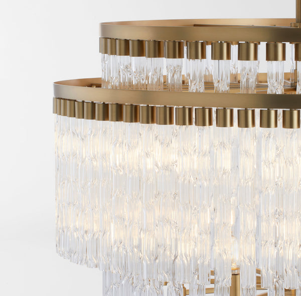 Nobel 12-Light Chandelier – Aged Brass