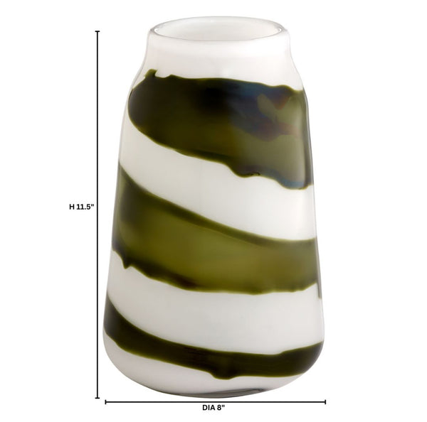 Denali Vase | Iridescent White | Green – Medium