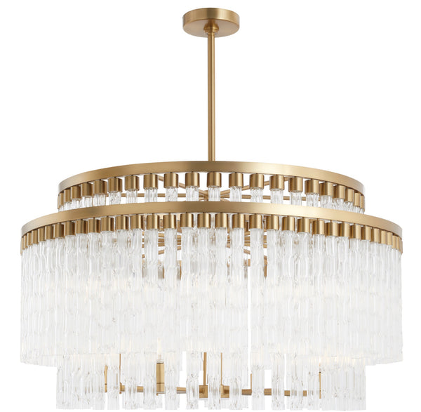 Nobel 12-Light Chandelier – Aged Brass