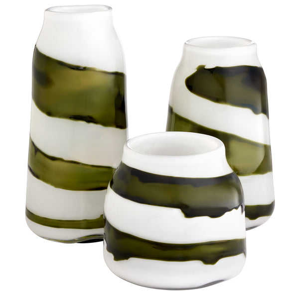 Denali Vase | Iridescent White | Green – Large