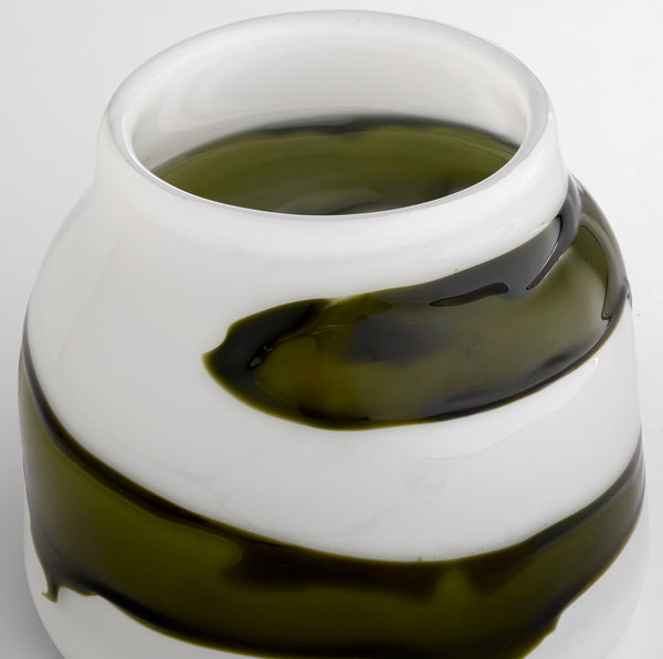 Denali Vase | Iridescent White | Green – Small