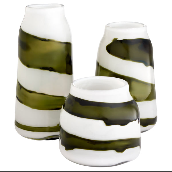 Denali Vase | Iridescent White | Green – Medium