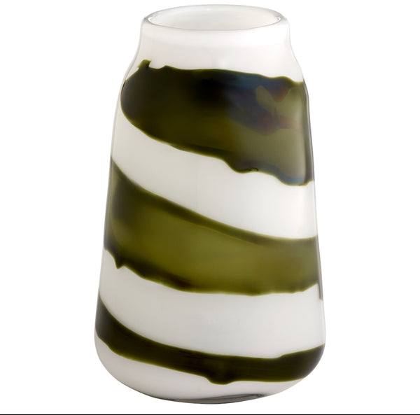 Denali Vase | Iridescent White | Green – Medium