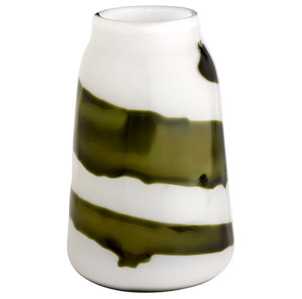 Denali Vase | Iridescent White | Green – Medium