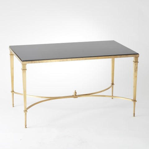 Coffee Tables Magi Home French Square Leg Table - Brass & Black Granite - Magi Home