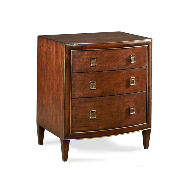 Nightstands Alden Parkes Tiffany Curved Front 3 Drawer Chest - Walnut - Magi Home