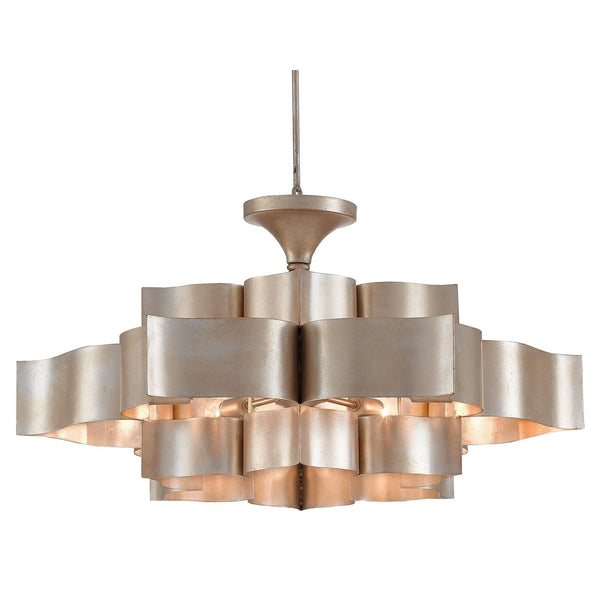 Chandelier Currey & Company GRAND LOTUS CHANDELIER - SILVER - Magi Home