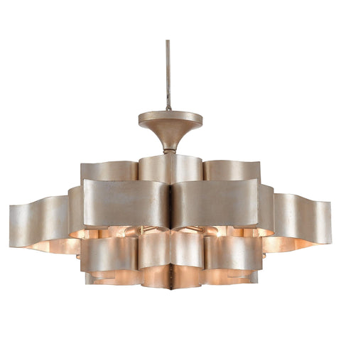Chandelier Currey & Company GRAND LOTUS CHANDELIER - SILVER - Magi Home