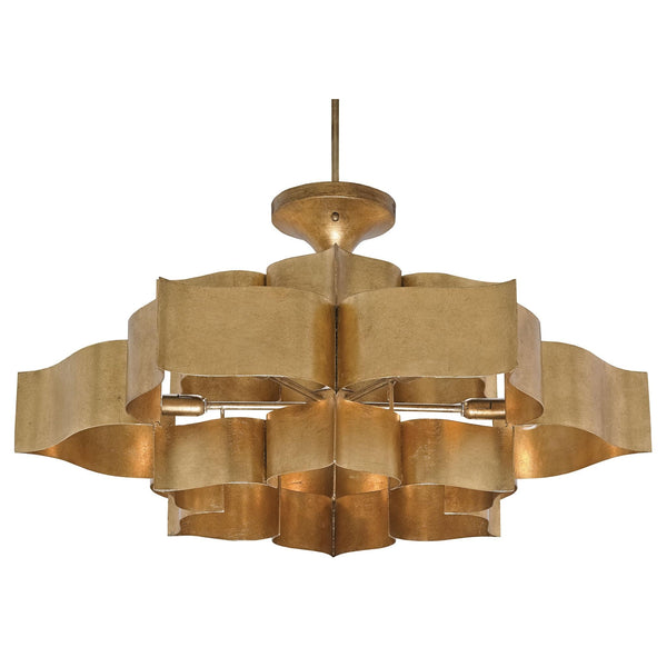 Chandelier Currey & Company GRAND LOTUS CHANDELIER - GOLD - Magi Home