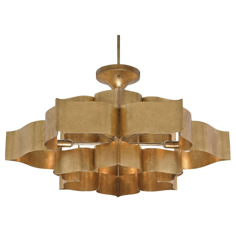Chandelier Currey & Company GRAND LOTUS CHANDELIER - GOLD - Magi Home