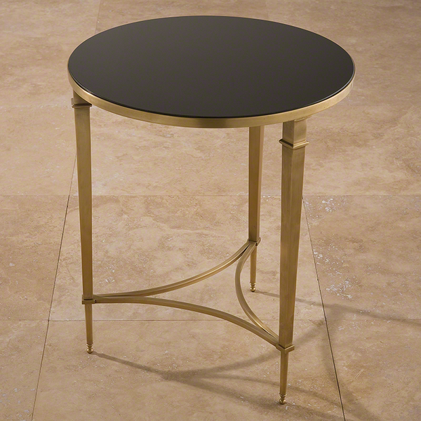 Accent Tables Global Views Round French Square Leg Table - Brass & Black - Magi Home