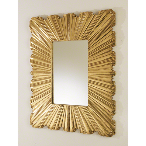 Mirrors Global Views Linen Fold Mirror - Brass - Magi Home