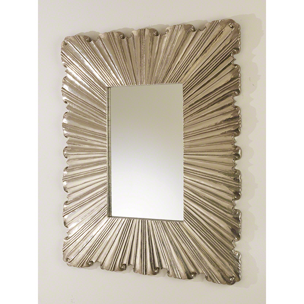 Mirrors Global Views Linen Fold Mirror - Silver - Magi Home
