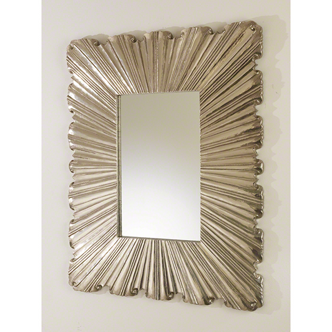 Mirrors Global Views Linen Fold Mirror - Silver - Magi Home